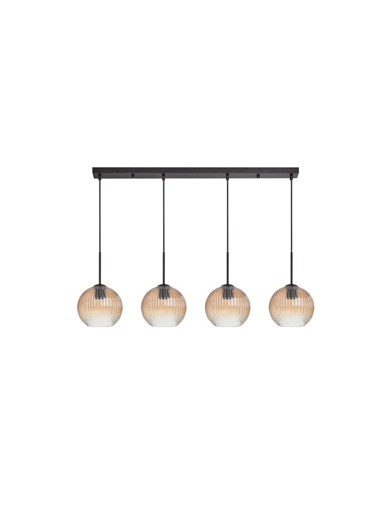 MDC Lampa wisząca CANICA czarny, szkło bursztynowe Ø20 4xE27 589899106