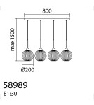 MDC Lampa wisząca CANICA czarny, szkło dymione Ø20 4xE27 589899107