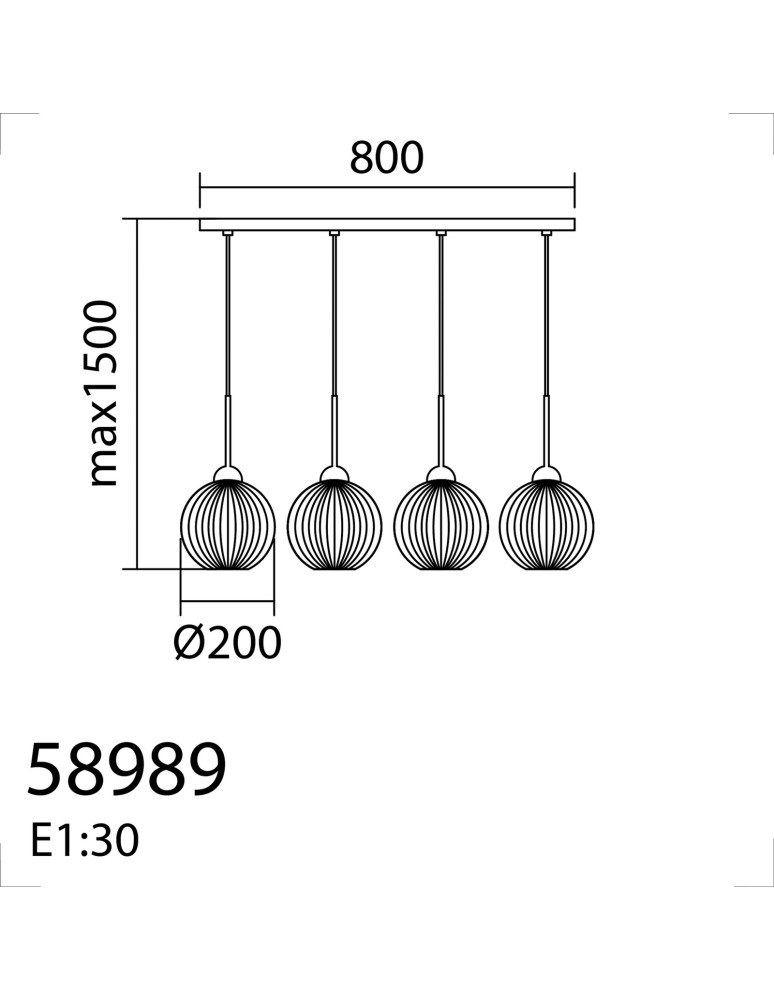 MDC Lampa wisząca CANICA czarny, szkło dymione Ø20 4xE27 589899107