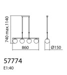 MDC Lampa wisząca RONDA mosiądz mat 4xE27 śr. klosza 15cm 577746101