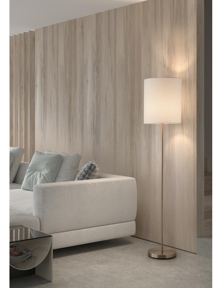 MDC Lampa podłogowa SET mosiądz mat  1xE27 abażur biały 589206104