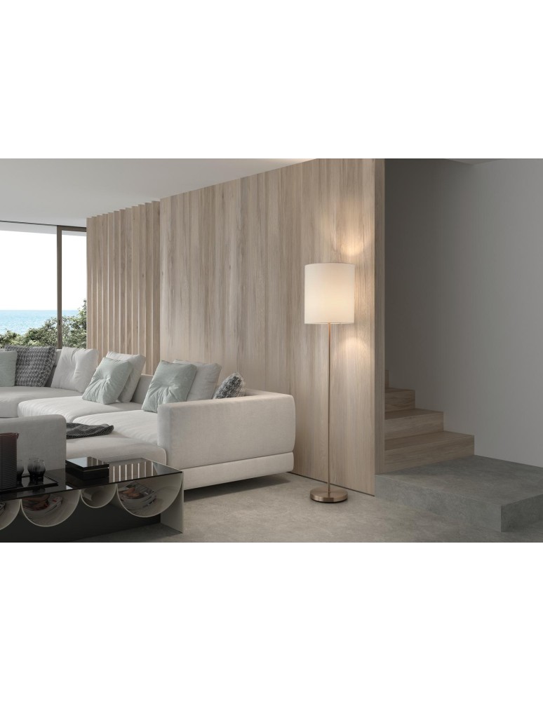 MDC Lampa podłogowa SET mosiądz mat  1xE27 abażur biały 589206104