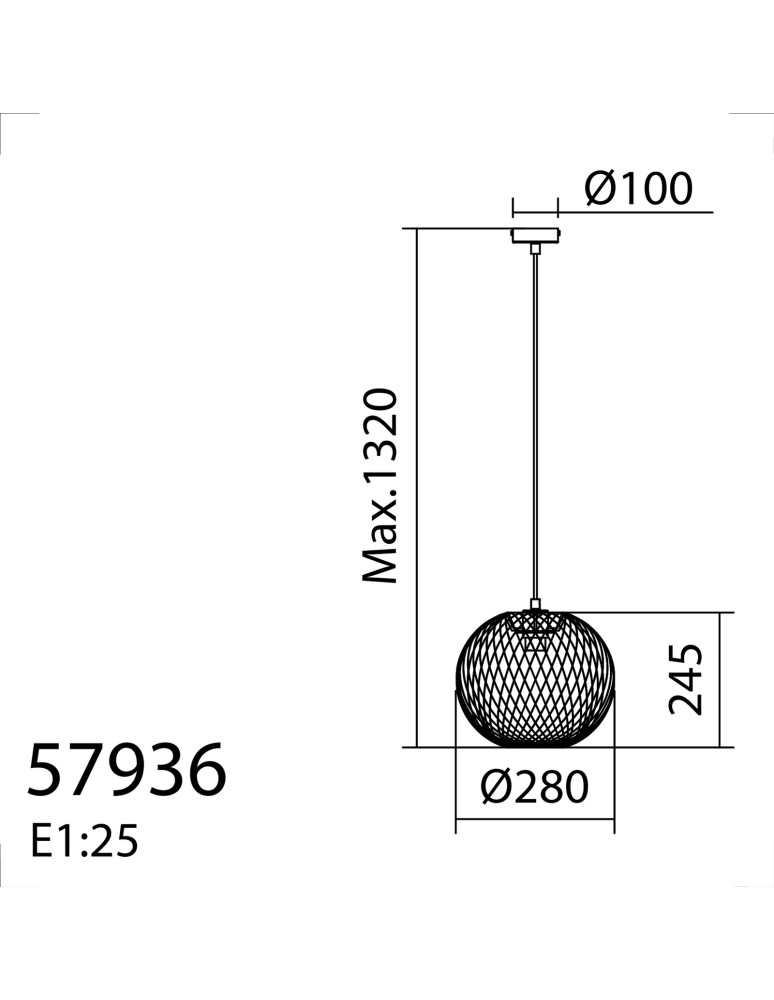 MDC Lampa wisząca KENIA bambus+czarny ø28cm 1xE27 579365401