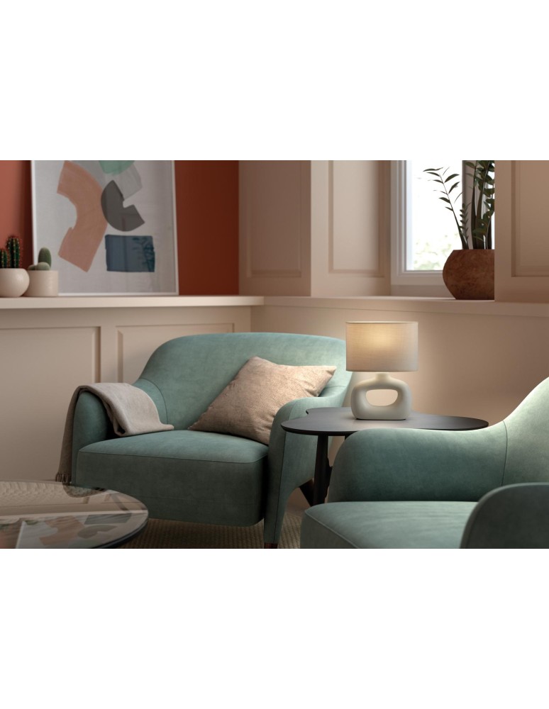 MDC Lampa stołowa PUBOL kremowy E27 abażur kremowy, ceramiczna podstawa 588898204