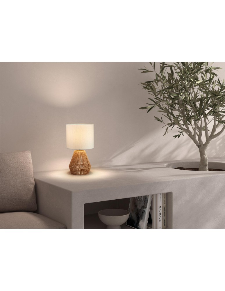 MDC Lampa stołowa CORDA naturalny E27 abażur kremowy, sznur naturalny 588985504