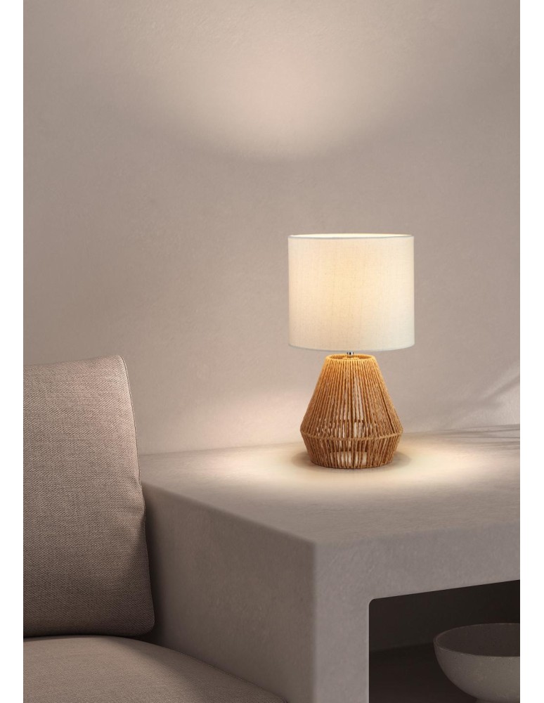 MDC Lampa stołowa CORDA naturalny E27 abażur kremowy, sznur naturalny 588985504