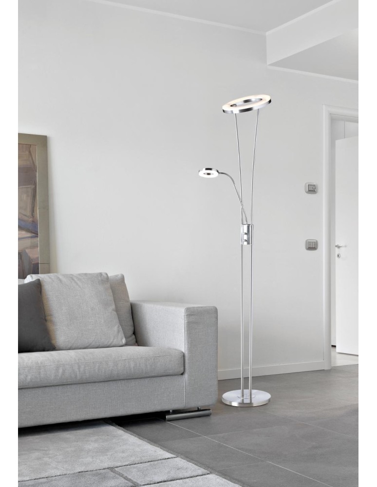 MDC Lampa podłogowa ANELLO chrom matowy LED 30W+5W 3000K ściemniacz 576083502