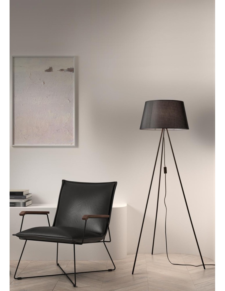 MDC Lampa podłogowa TRIPODE czarny mat 1xE27 abażur czarny 578679104