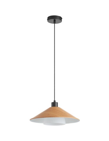 MDC Lampa wisząca MONTANA efekt drewna jasnego Ø34 1xE27 klosz szklany 578145501