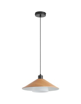 MDC Lampa wisząca MONTANA efekt drewna jasnego Ø34 1xE27 klosz szklany 578145501