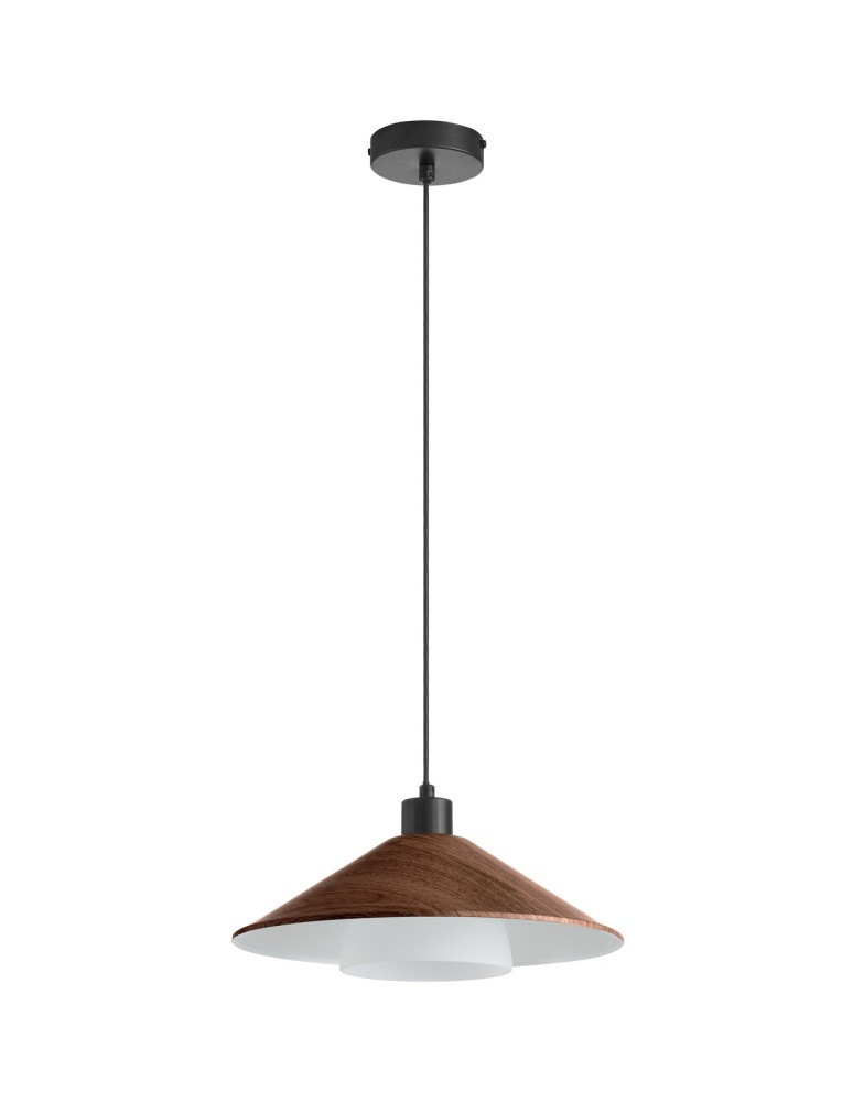 MDC Lampa wisząca MONTANA efekt drewna orzech Ø34 1xE27 klosz szklany 578145601