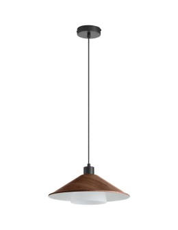 MDC Lampa wisząca MONTANA efekt drewna orzech Ø34 1xE27 klosz szklany 578145601