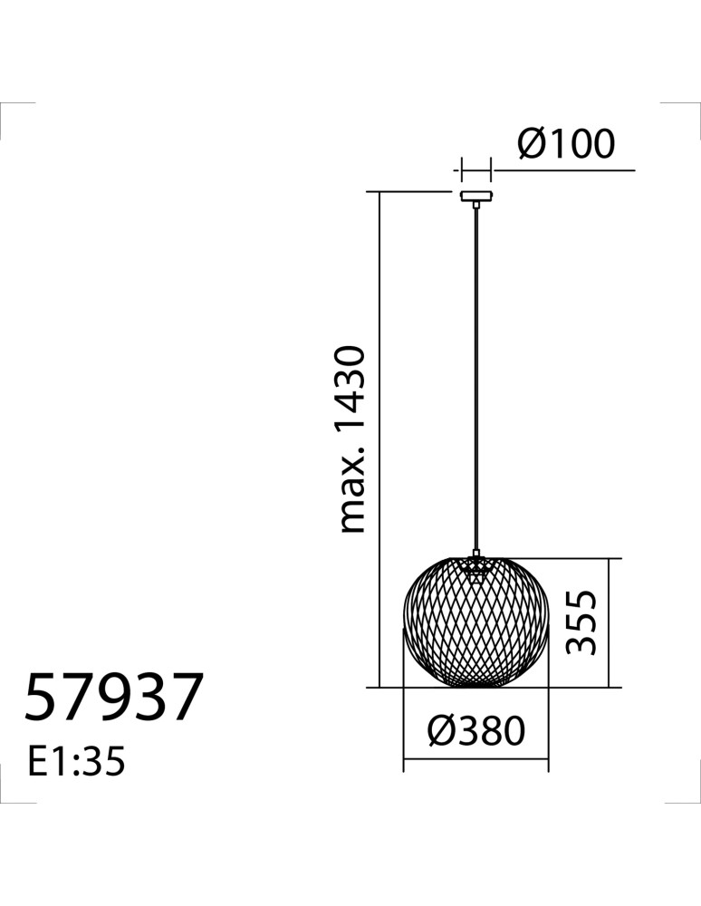 MDC Lampa wisząca KENIA L bambus+czarny ø38cm 1xE27 579375401