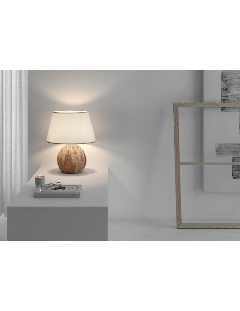 MDC Lampa stołowa NAIROBI bambus naturalny E27 abażur biały 589275504