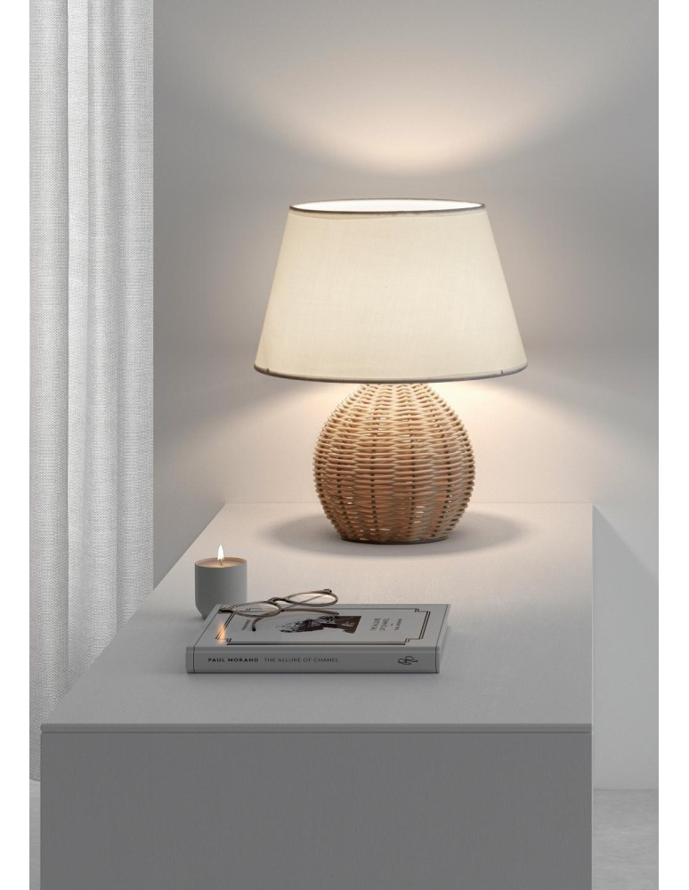 MDC Lampa stołowa NAIROBI bambus naturalny E27 abażur biały 589275504