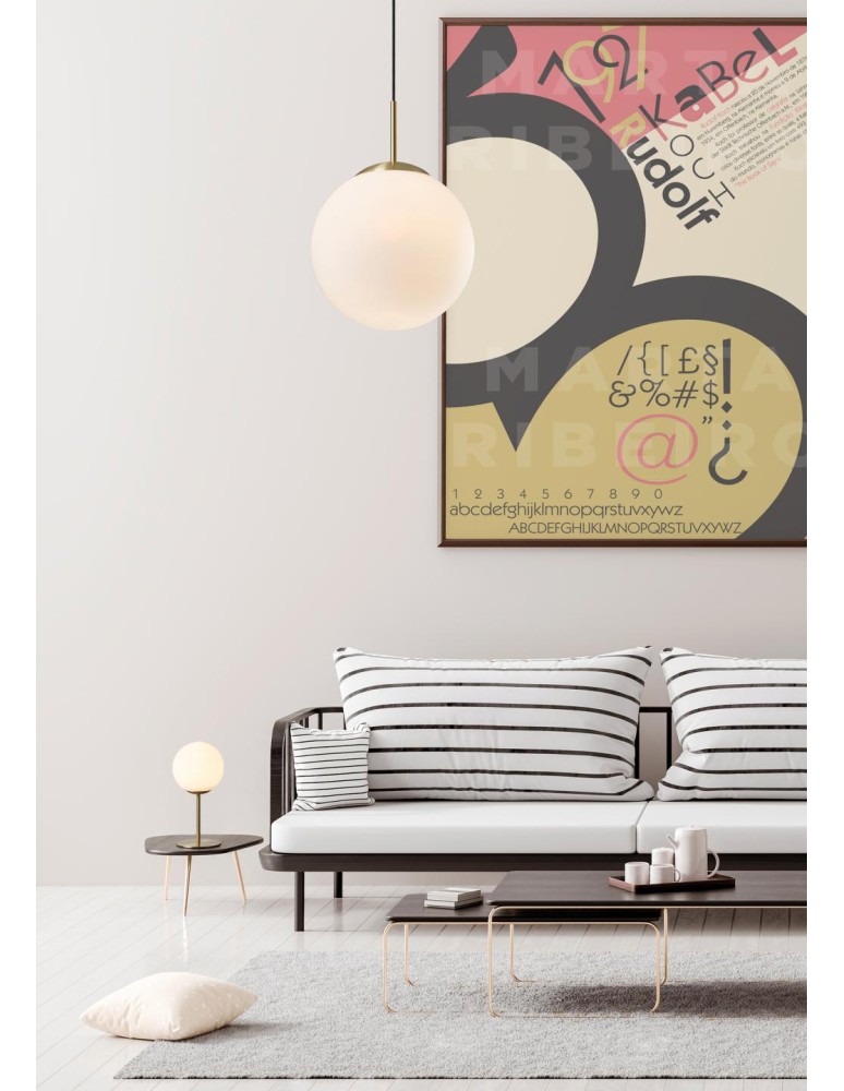 MDC Lampa wisząca RONDA mosiądz mat 1xE27 śr. klosza 30cm 577766101