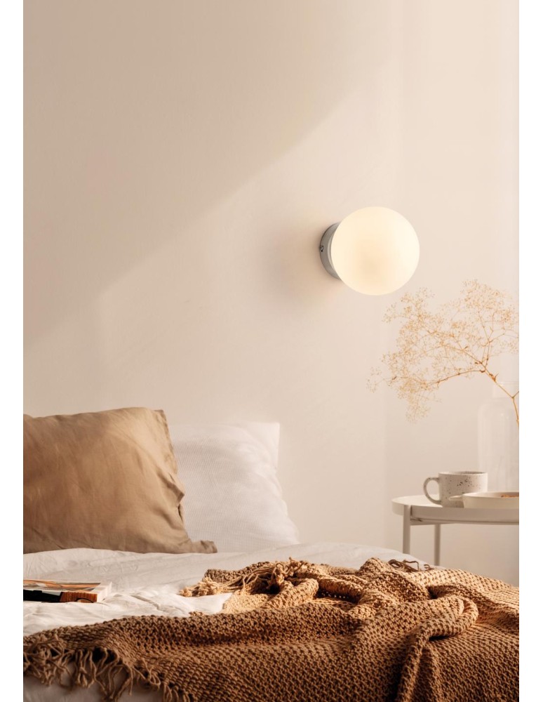 MDC Lampa ścienna RONDA chrom matowy 1xE27 śr. klosza 15cm 577733501