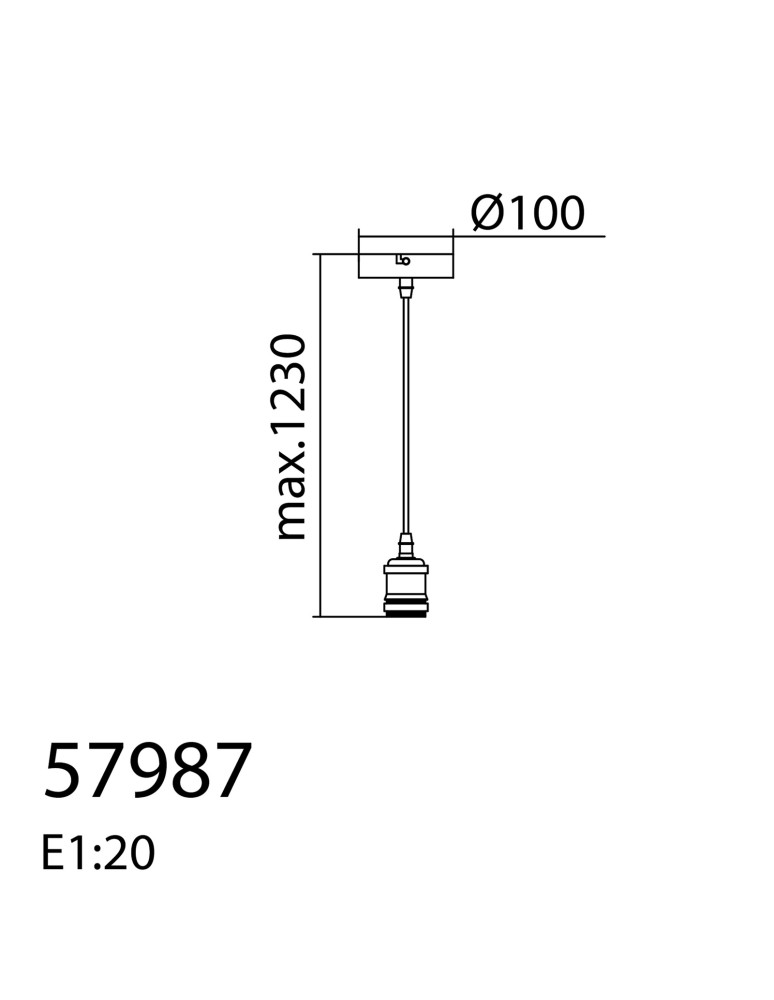 MDC Lampa wisząca SOLO mosiądz antyczny 1xE27 1,20m kabel tekstylny 579874301