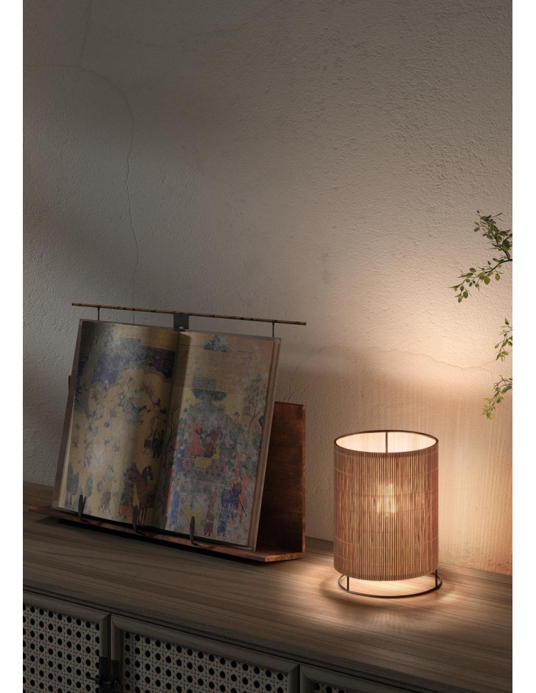 MDC Lampa stołowa RAIL czarny  1xE27 abażur z naturalnego bambusu 589105504