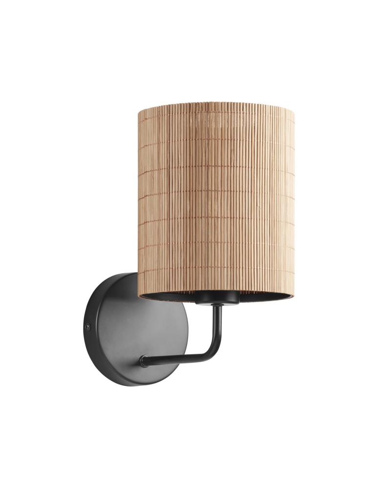 MDC Lampa ścienna RAIL czarny 1xE27 abażur z naturalnego bambusu 589115504