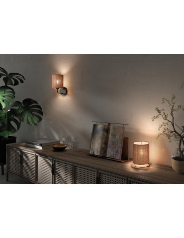 MDC Lampa ścienna RAIL czarny 1xE27 abażur z naturalnego bambusu 589115504 - product 2