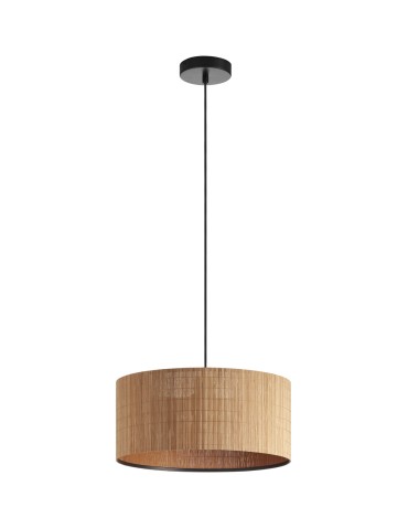 MDC Lampa wisząca RAIL czarny 1xE27 abażur z naturalnego bambusu 589125504