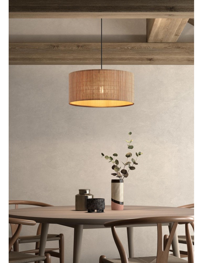 MDC Lampa wisząca RAIL czarny 1xE27 abażur z naturalnego bambusu 589125504
