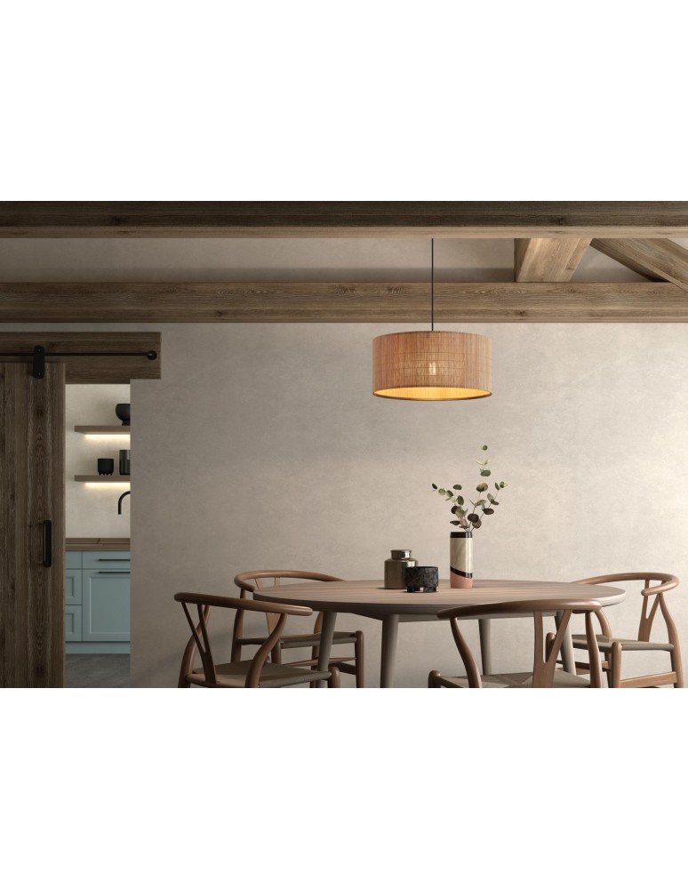 MDC Lampa wisząca RAIL czarny 1xE27 abażur z naturalnego bambusu 589125504