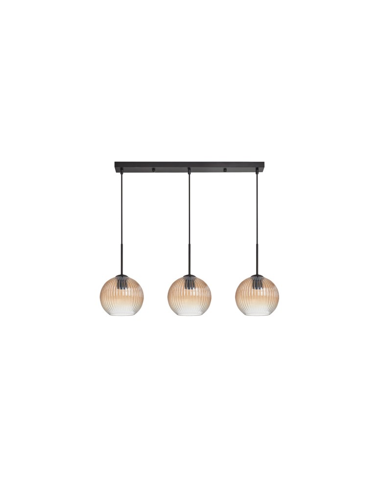 MDC Lampa wisząca CANICA czarny, szkło bursztynowe Ø20 3xE27 589889106