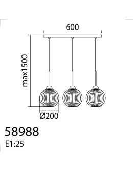 MDC Lampa wisząca CANICA czarny, szkło bursztynowe Ø20 3xE27 589889106 - product 2