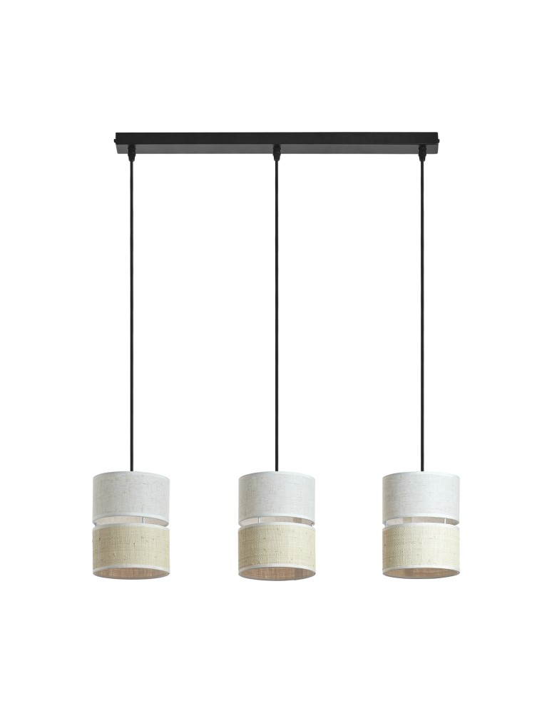 MDC Lampa wisząca BIKIA czarny 3xE27 klosz z lnu i rafii 589039104