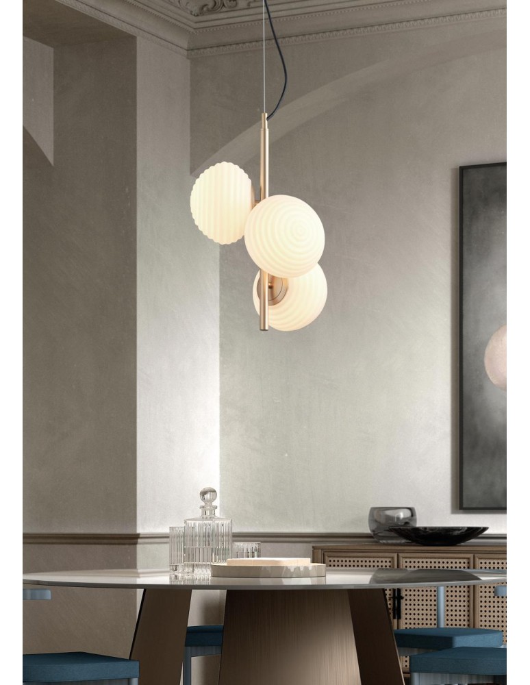 MDC Lampa wisząca CIAO mosiądz mat 3xE27 Ø18 588966101