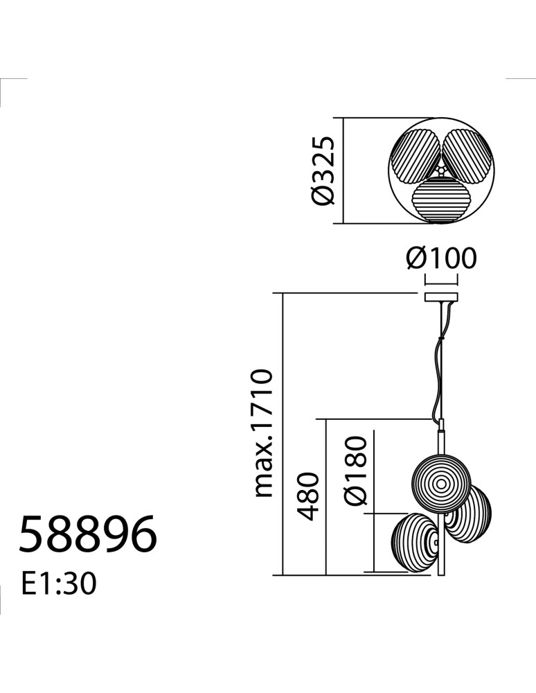 MDC Lampa wisząca CIAO mosiądz mat 3xE27 Ø18 588966101