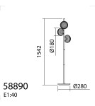 MDC Lampa podłogowa CIAO czarny 3xE27 Ø18 588909101