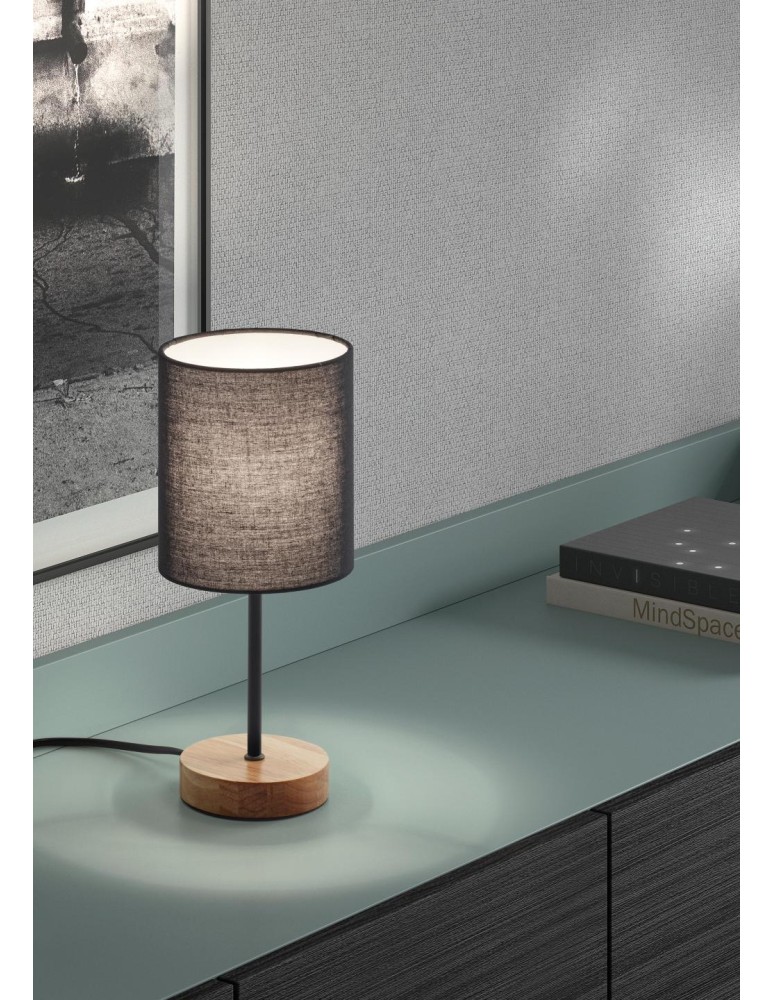 MDC Lampa stołowa SET WOOD czarny 1xE14 abażur czarny 450109104