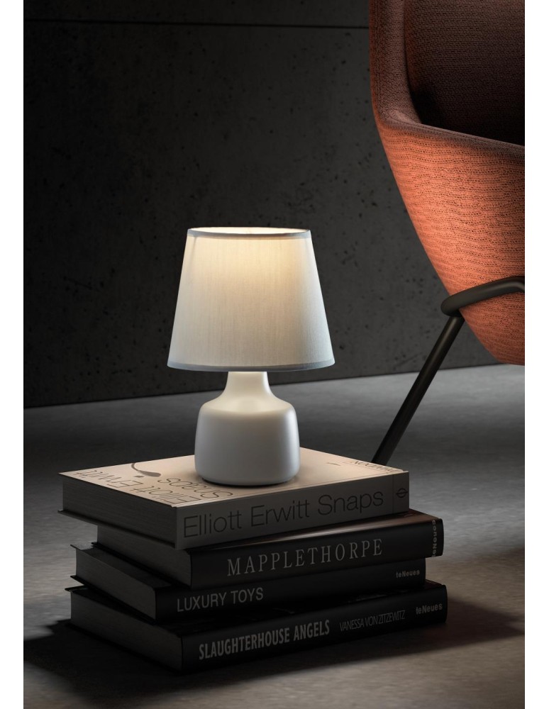 MDC Lampa stołowa CLOE biały E14 abażur biały, ceramiczna 589258104
