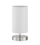 MDC Lampa stołowa SUNNY chrom matowy E14 abażur biały włącznik dotykowy 578693504