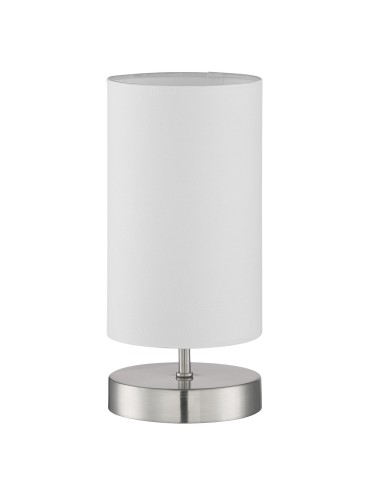 MDC Lampa stołowa SUNNY chrom matowy E14 abażur biały włącznik dotykowy 578693504