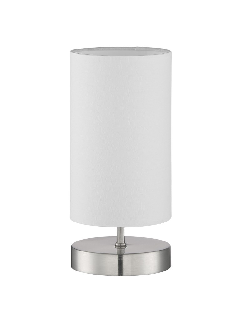 MDC Lampa stołowa SUNNY chrom matowy E14 abażur biały włącznik dotykowy 578693504