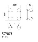 MDC Lampa sufitowa/ścienna CAIRO B4 LED 4x5W 2000lm 3000K biały 579038102