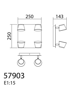 MDC Lampa sufitowa/ścienna CAIRO B4 LED 4x5W 2000lm 3000K biały 579038102 - product 2