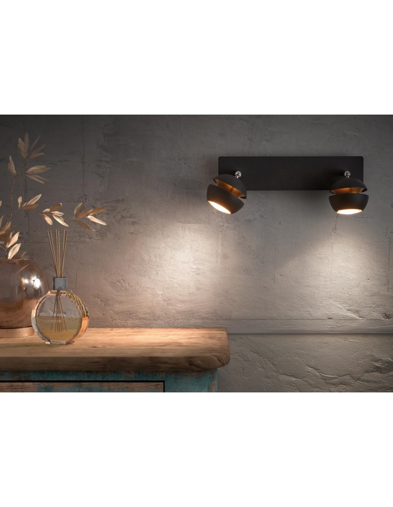 MDC Lampa sufitowa MIC R2 2xGU10 czarny mat, złoty 579059101