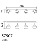 MDC Lampa sufitowa MIC R4 4xGU10 czarny mat, złoty 579079101