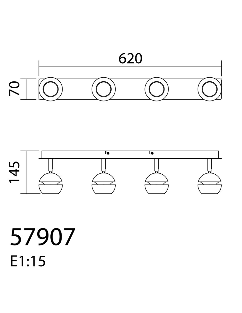 MDC Lampa sufitowa MIC R4 4xGU10 czarny mat, złoty 579079101