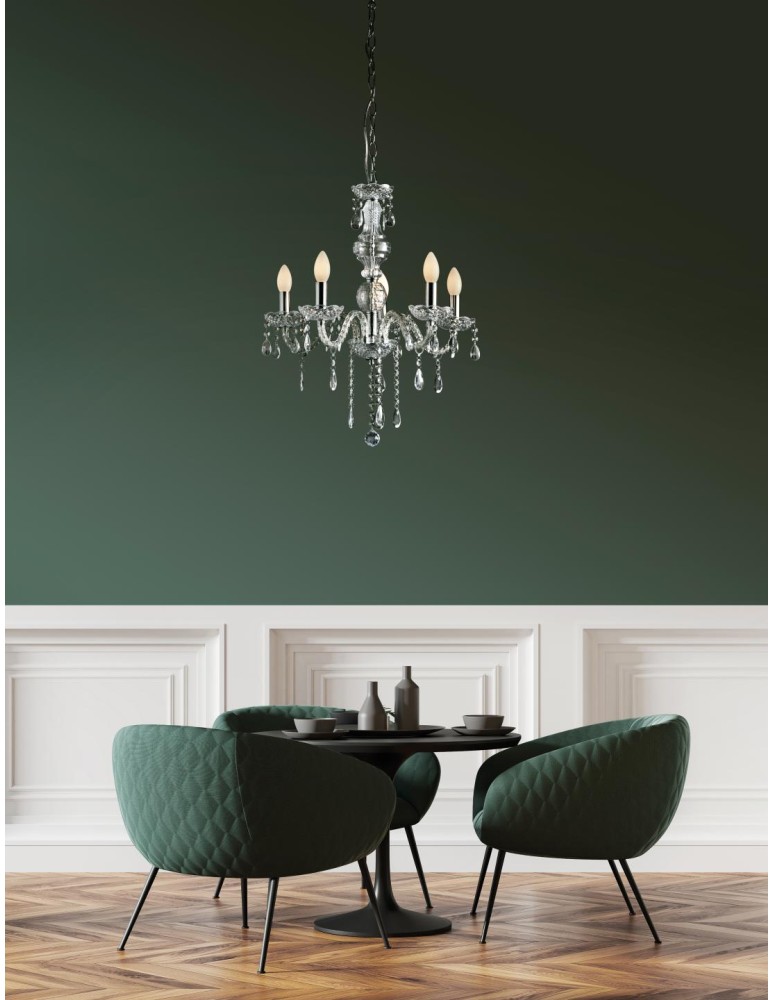 MDC Lampa wisząca DIAMOND 5xE14 akryl transparentny 523283090