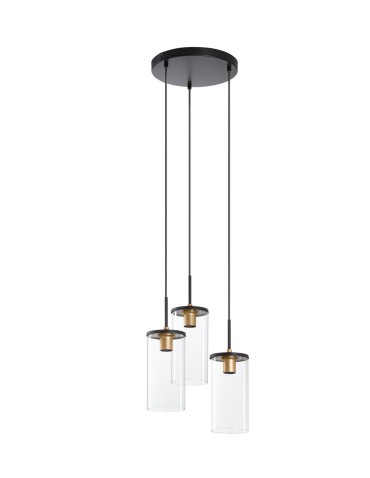 MDC Lampa wisząca 3L TRIEL czarny, mosiądz antyczny 3xE27 588349101