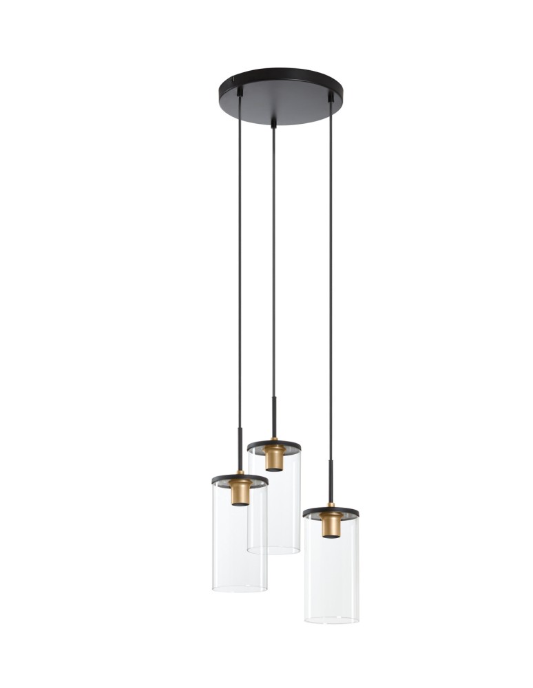 MDC Lampa wisząca 3L TRIEL czarny, mosiądz antyczny 3xE27 588349101