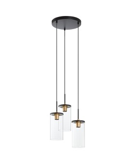 MDC Lampa wisząca 3L TRIEL czarny, mosiądz antyczny 3xE27 588349101