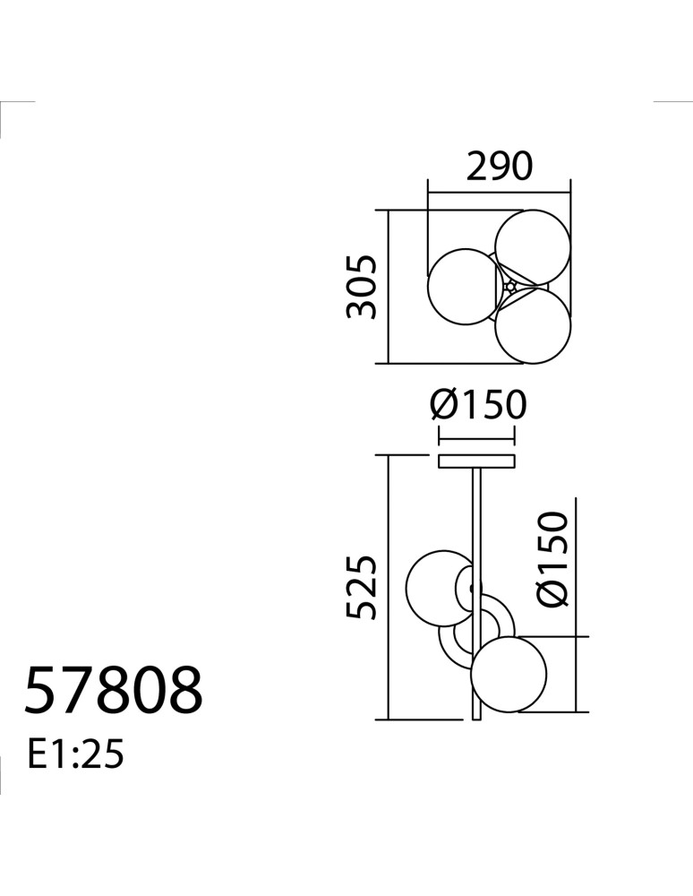 MDC Lampa wisząca RONDO mosiądz mat 3xE27 Ø15cm 578086101