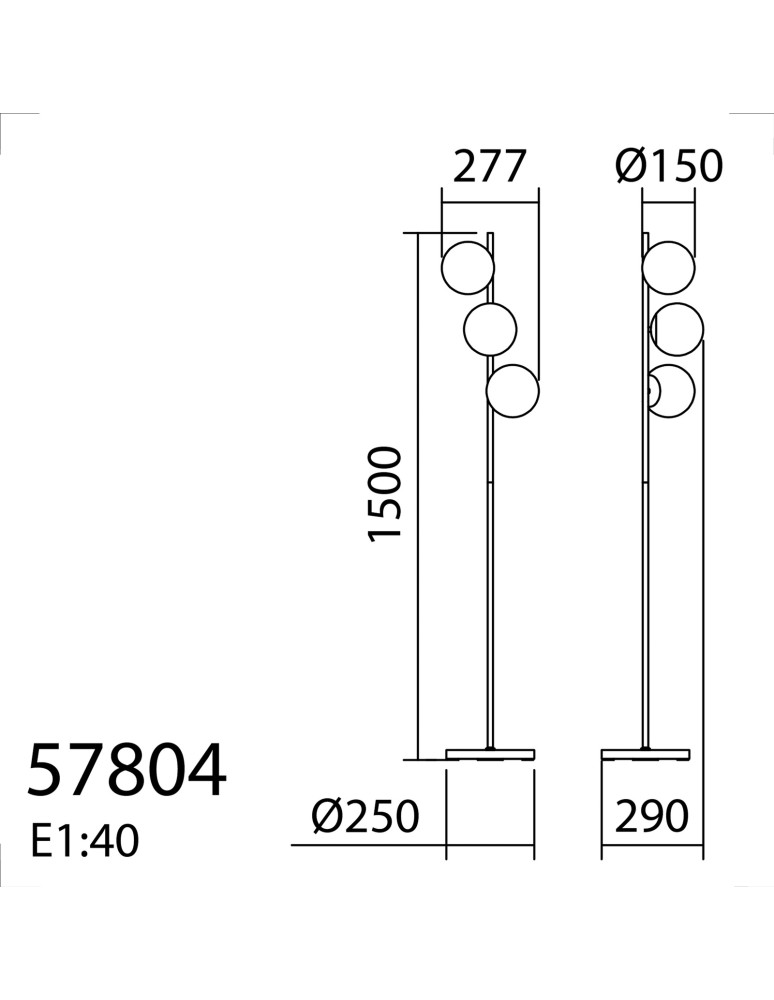 MDC Lampa podłogowa RONDO mosiądz mat 3xE27 15cm 578046101